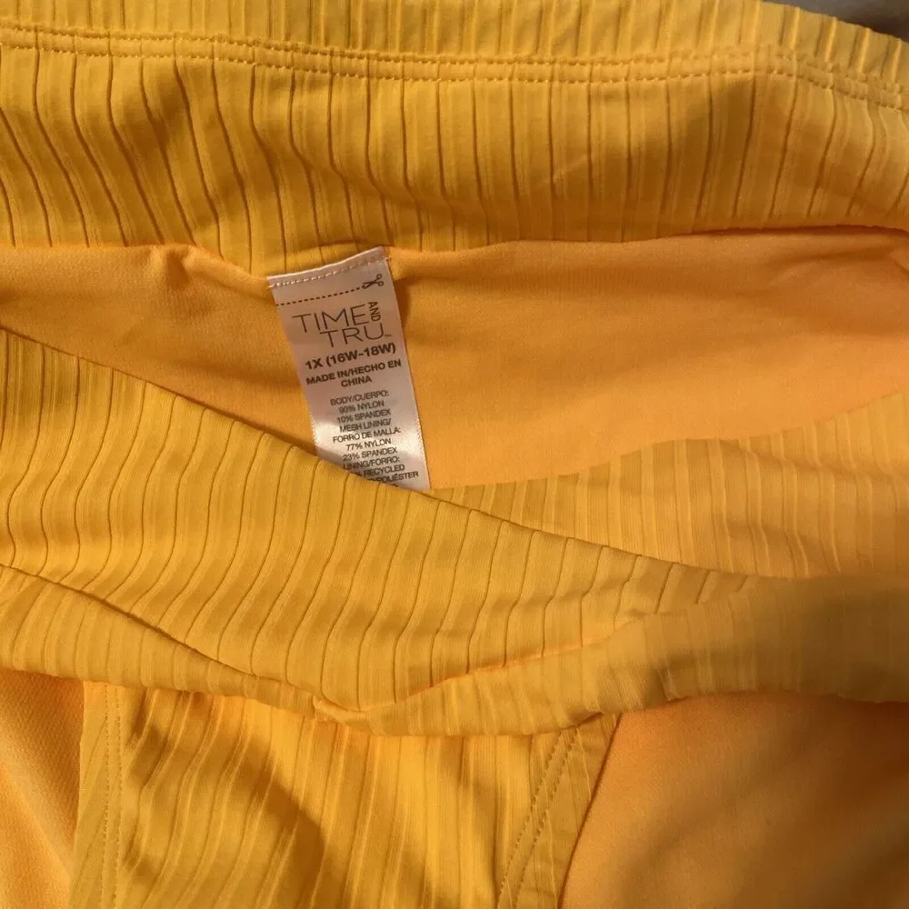 NWT Time & Tru Women's Solid Mid-Rise Swimsuit‎ Bottom Yellow Empire XL (16-18)
